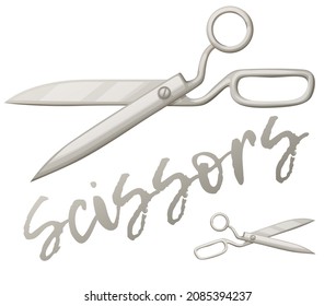 Tailor scissors vector icon isolated on white background, sewing tool steel scissors cartoon illustration