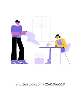 Alfaiate E Costureira Trabalhando Juntos Em Ilustração De Vetor Plano Simbolizando Design De Moda, Artesanato E Criatividade, Isolados Em Fundo Branco