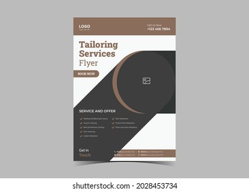 Tailor Service Flyer Design Template. Stylish Tailor Service Poster Leaflet Design. Custom Tailoring Service Flyer Template.