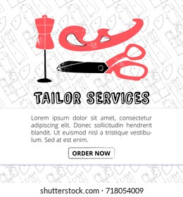 Tailor services banner template for websites vector illustration EPS10