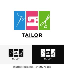 Tailor set logo vector design. Suitable for business, fashion, and textile symbol
