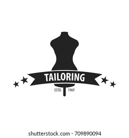 Tailor, sewing, handmade logo or emblem Vector illustration