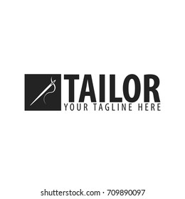 Tailor, sewing, handmade logo or emblem Vector illustration