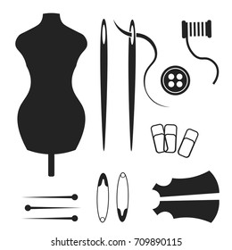 Tailor, sewing, handmade logo or emblem Vector illustration