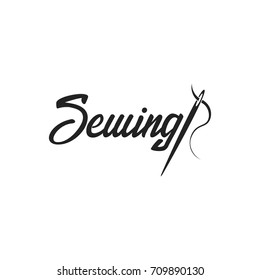 Tailor, sewing, handmade logo or emblem Vector illustration