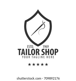 Tailor, sewing, handmade logo or emblem Vector illustration
