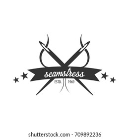 Tailor, sewing, handmade logo or emblem Vector illustration