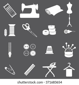 Tailor sewing icons set illustration