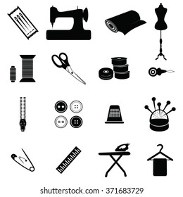 Tailor sewing icons set illustration