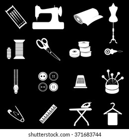 Tailor sewing icons set illustration