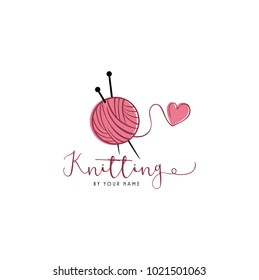 Tailor Sewing Knitting Vintage, Needle, Yarn, Fashion Retro Simple Logo Template