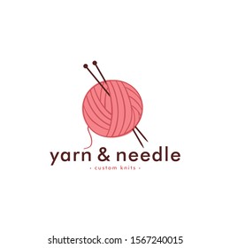Tailor Sewing Knitting Vintage, Needle, Yarn, Fashion Retro Simple Logo, Sign, Icon Template Vector Design
