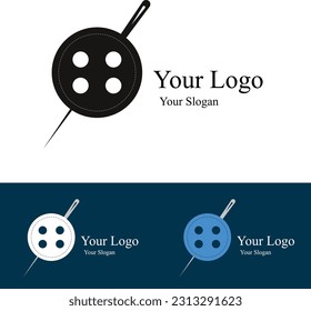 Tailor sewing Needle with sewing button logotype. Tailor logo template symbol unique logo 