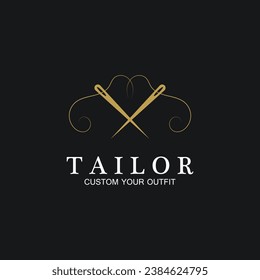 tailor sewing needle logo icon vector illustration template design