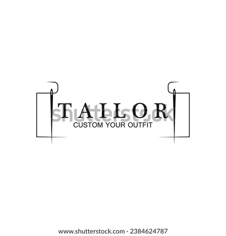 tailor sewing needle logo icon vector illustration template design