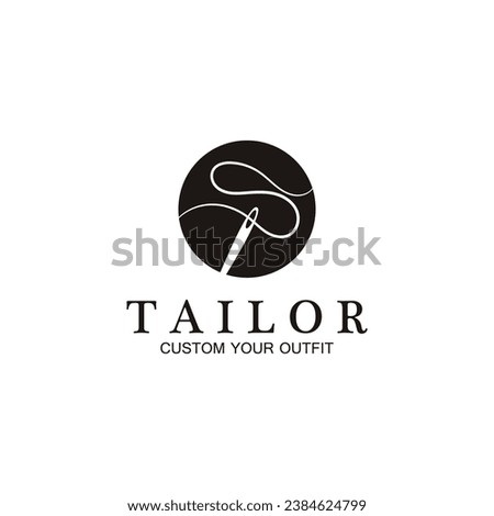 tailor sewing needle logo icon vector illustration template design