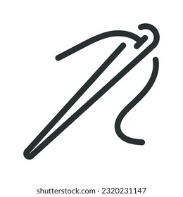 Tailor or sewing needle related pixel perfect outline icon vector illustration.