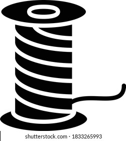 Tailor and Sewing String Reel Vector Glyph Icon Design, Yarn Spool Concept, Dressmaking Thread on white background,