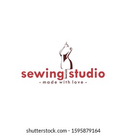 Tailor Sewing Vintage Logo Ideas, Mannequin Sewing Logo Ideas, Fashion Retro Simple Logo, Vector Design Template