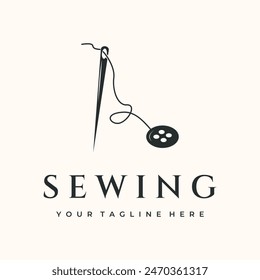 tailor sewing vintage logo vector minimalist illustration design, tool of tailor logo design