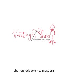 Tailor Sewing Vintage, Mannequin, Needle, Fashion, Retro Logo, Sign, Icon Template Vector Design