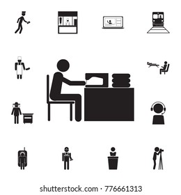 tailor sews clothes icon. Set of professions disasters icons. Signs and symbols collection, simple icons for websites, web design, mobile app, info graphics on white background