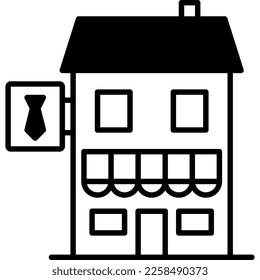 Tailor Shop Building Logo Illustration Vector Icon
