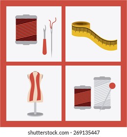 Tailor Shop design over red background, vector illustration