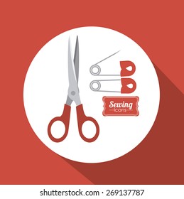Tailor Shop design over red background, vector illustration