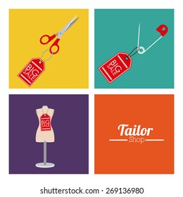 Tailor Shop design over white background, vector illustration