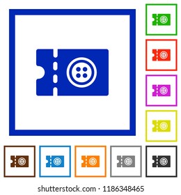 Tailor shop discount coupon flat color icons in square frames on white background