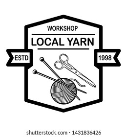 Tailor shop emblem template. Design element for logo, label, sign, poster. Vector illustration