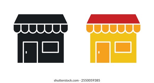 Tailor shop icon set in black and colored version