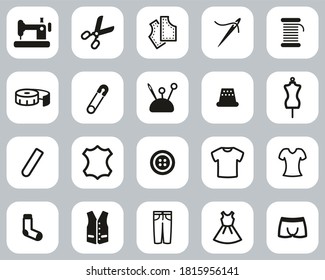 Tailor Shop Icons Black & White Flat Design Set Big