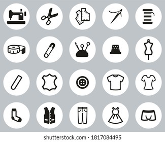 Tailor Shop Icons Black & White Flat Design Circle Set Big