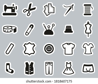 Tailor Shop Icons Black & White Sticker Set Big