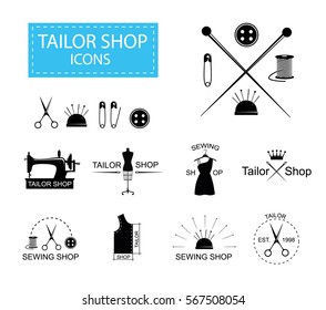 Set Tailor Shop Badges Vector Illustration Stock Vector (Royalty Free ...