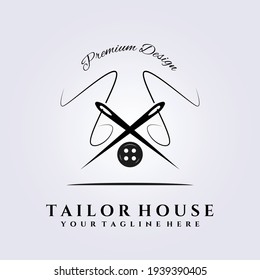 tailor shop logo, tailor house workshop, needle vector illustration design