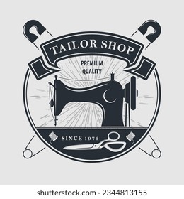 Tailor Shop poster, banner template. Vector illustration