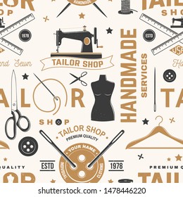 Tailor Shop Seamless Pattern Background Vector Stock Vector (Royalty ...