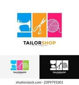 Tailor shop set logo vector design. Suitable for business, fashion, and textile symbol