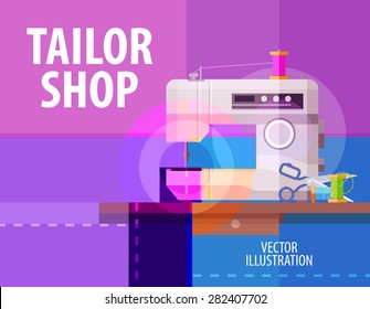 tailor shop vector logo design template. electric sewing machine or atelier icon