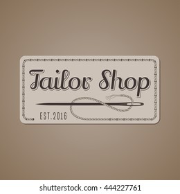 Tailor shop vector logo, sign, emblem. Vintage, retro design element for tailoring and sewing craft service