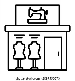 Tailor-Shop-Vektorsymbol einzeln auf weißem Hintergrund
