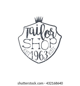 Tailor Shop Vintage Emblem. Hand Drawn Vector Stamp.