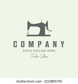tailor shop vintage logo design minimalist illustration or sewing clothes