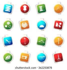 Tailor simply stickers label icon set