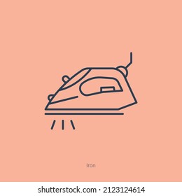 Tailor single line flatiron icon, seamstress tool for ironing fabric, line style design, vector illustration.