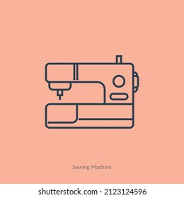 Tailor single line sewing machine icon for tailoring, line style design, vector illustration.