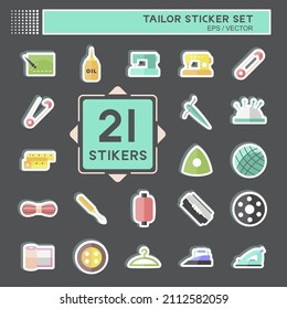 Tailor Sticker Set in trendy isolated on black background